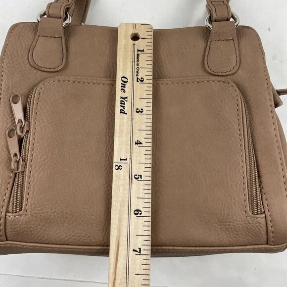 MULTI-SAC Purse Beige Double Handle Shoulder Bag Pebbled Faux Leather Medium - Picture 4 of 14